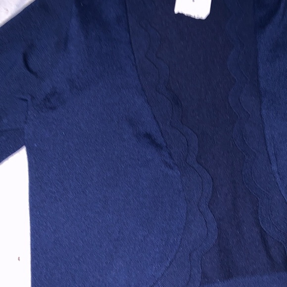 Nina Leonard sweater navy blue double scallop trim size large new with tags - Picture 7 of 8